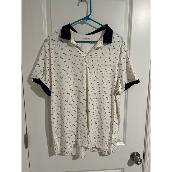 Abercrombie & Fitch Gulf Cart Print Polo – Size XL - Picture 1 of 4